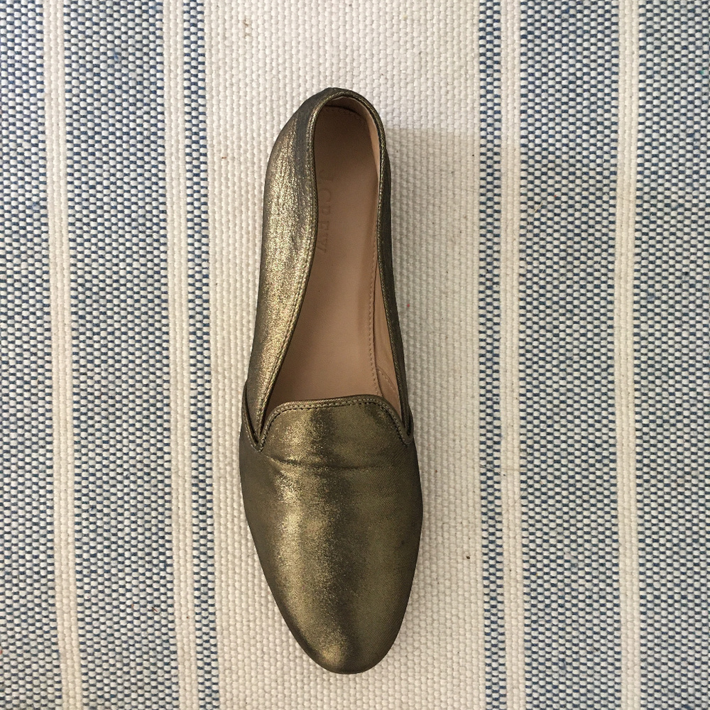 J. Crew Gold Metallic Suede Loafers